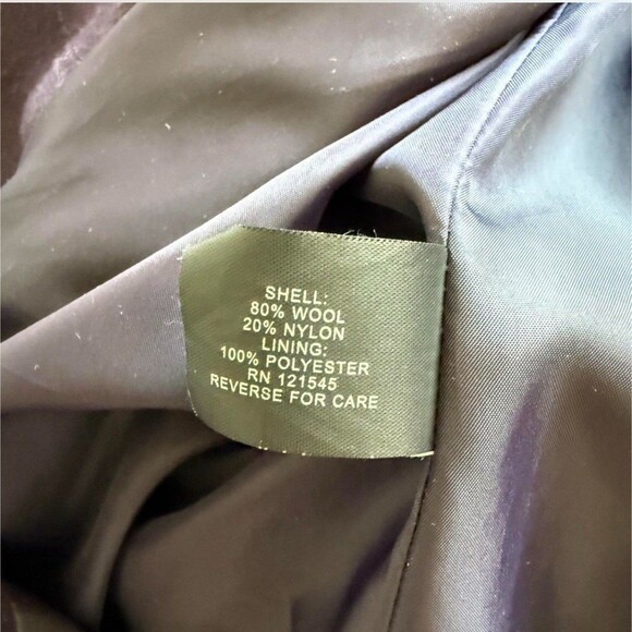 London Fog Dark Purple Wool Blend Preppy Double-Breasted Pea Coat Women's Small - Picture 4 of 4